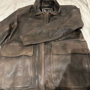 Unisex Dark Brown Leather Field Jacket